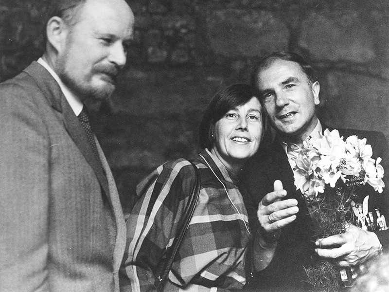 30. September 1985, Leipzig, Moritzbastei, Feier zum 50. Geburtstag von Klaus Schuhmann (v.l.n.r.) Klaus und Christine Pezold, Klaus Schuhmann (Foto: Ralf Schuhmann)