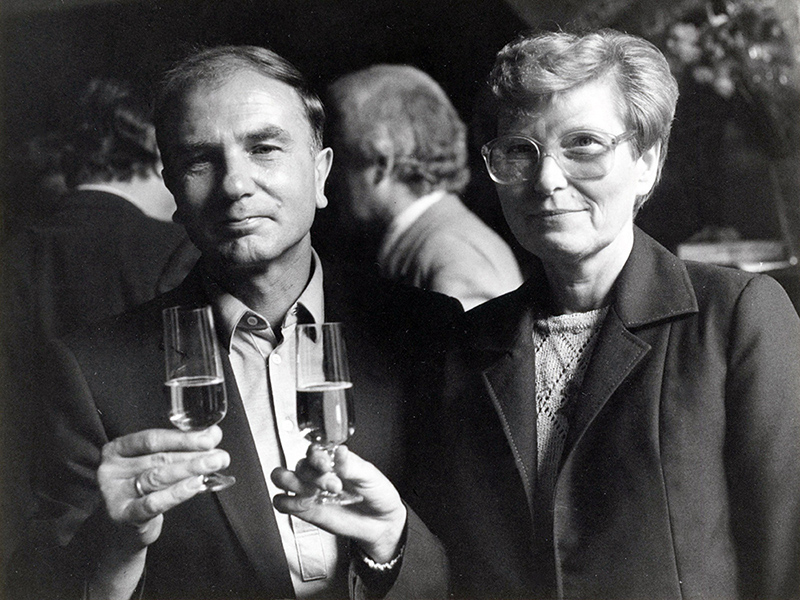 30. September 1985, Leipzig, Moritzbastei, Feier zum 50. Geburtstag von Klaus Schuhmann, (v.l.n.r.) Klaus und Martha Schuhmann (Foto: Ralf Schuhmann)